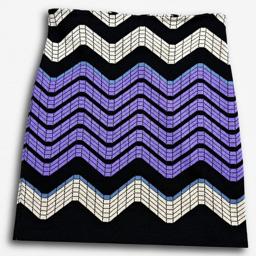 Studio Point Womens Chevron Zigzag Knit Mini Skirt Purple Black Size‎ 8